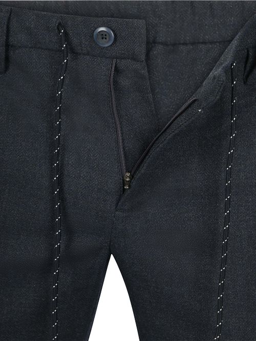 Pantaloni Alberto Jump in flanella a spina di pesce navy Product / Detail