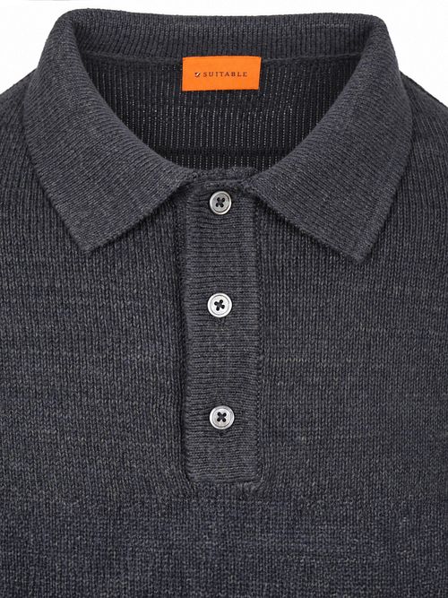 Suitable Button Longue Melange Polo Navy Product / Detail