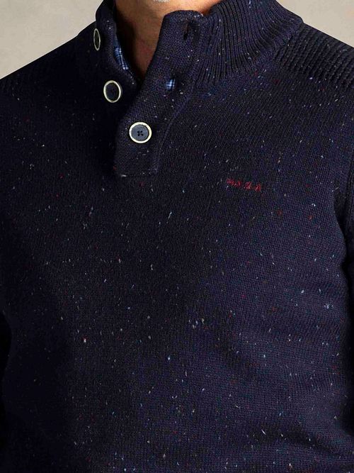 Pullover NZA Mocker Conor melange Icon Navy Model / Detail