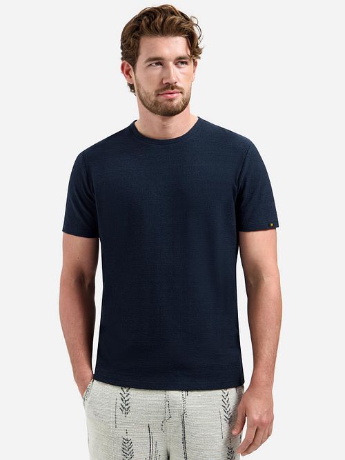 No Excess T-Shirt Jacquard Navy Model / Voorkant