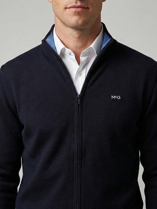 McGregor Cardigan Cotton Cashmere Navy Model / Detail