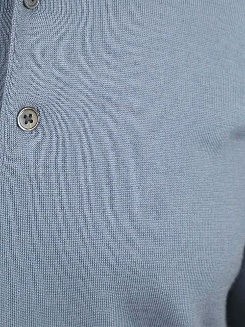 Profuomo Longsleeve Polo Shirt Merino Wool Blue Product / Detail