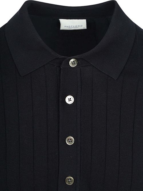Profuomo Longsleeve Polo Shirt Dropneedle Navy Product / Detail