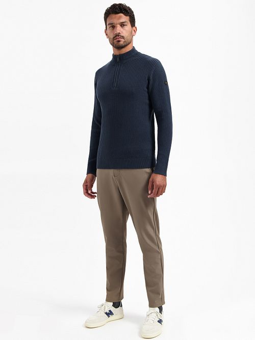 No Excess Half Zip Pullover Rib Navy Model / Voorkant