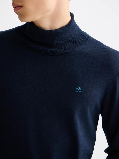 Scotch and Soda Rollneck Pullover Navy Model / Detail