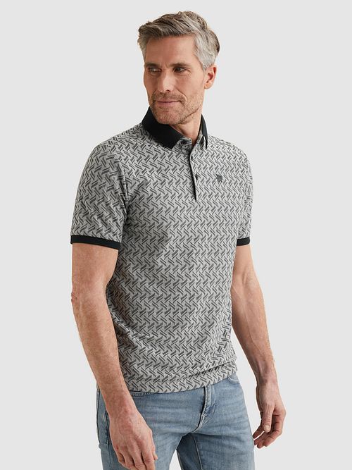 Vanguard Knitted Polo Shirt Jacquard Print Navy Model / Voorkant