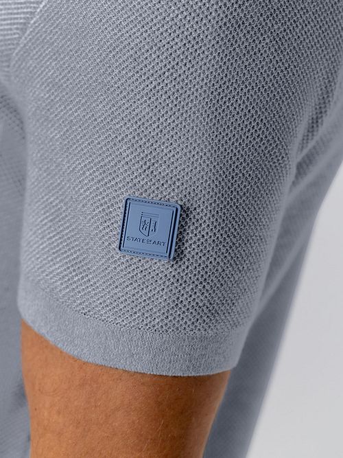 State of Art Knitted Polo Blue Model / Detail