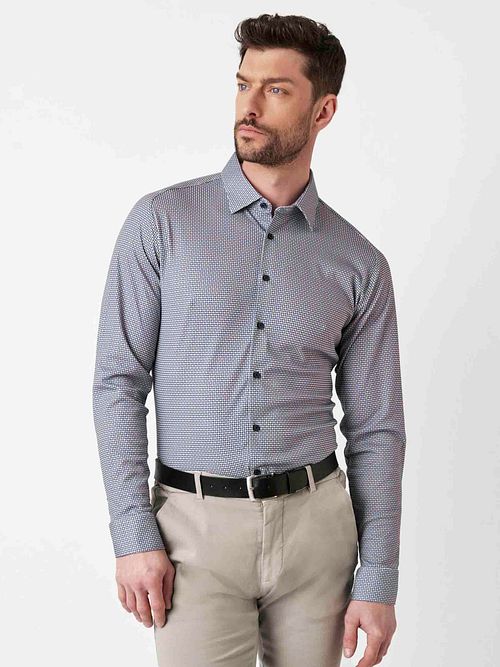 Desoto Shirt Print Blue Model / Voorkant