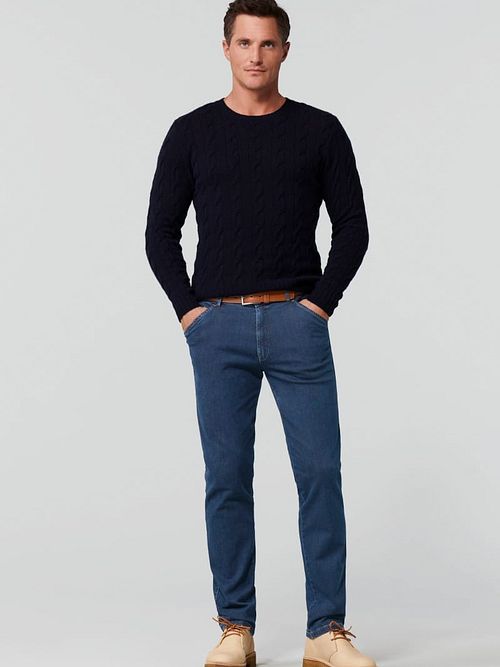 Meyer Chicago Trousers Dark Blue Model / Voorkant