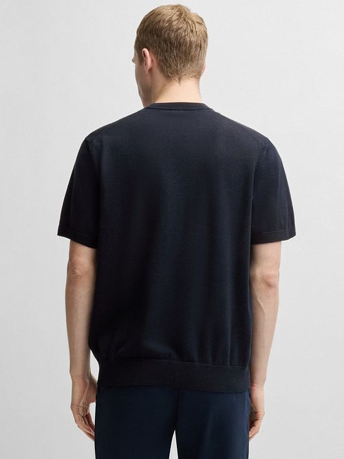 BOSS Strikket-shirt Kanache Marineblå Model / Achterkant