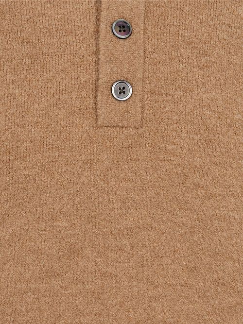 Profuomo Longsleeve Poloshirt Boiled Wool Camel