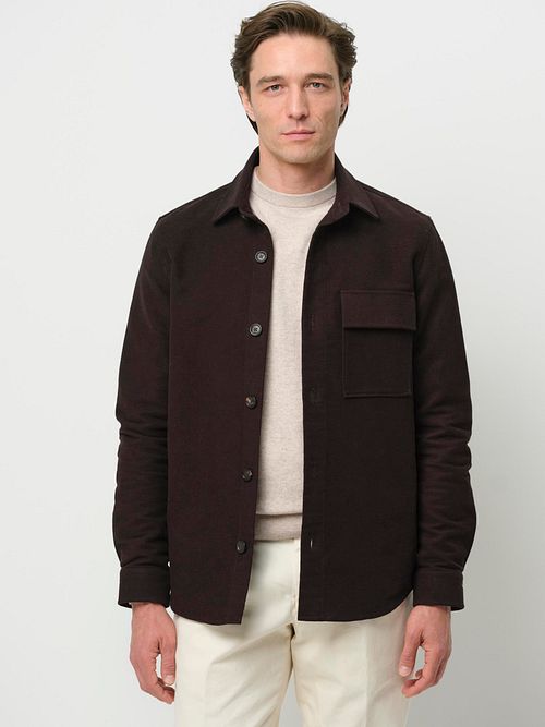 Profuomo Overshirt z moleskinu w kolorze ciemnobrązowym Model / Voorkant
