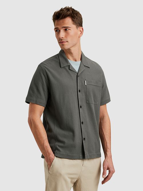 Cast Iron koszula z krótkim rękawem z dżerseju o strukturalnym splocie, taupe Model / Voorkant
