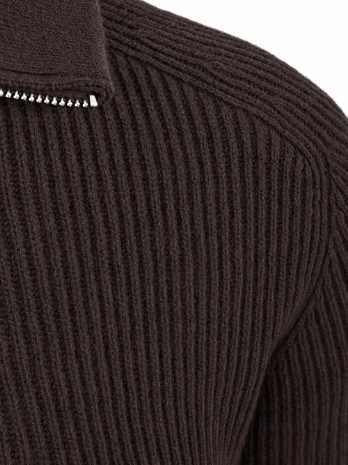 Profuomo Half Zip Pullover Wool Brown