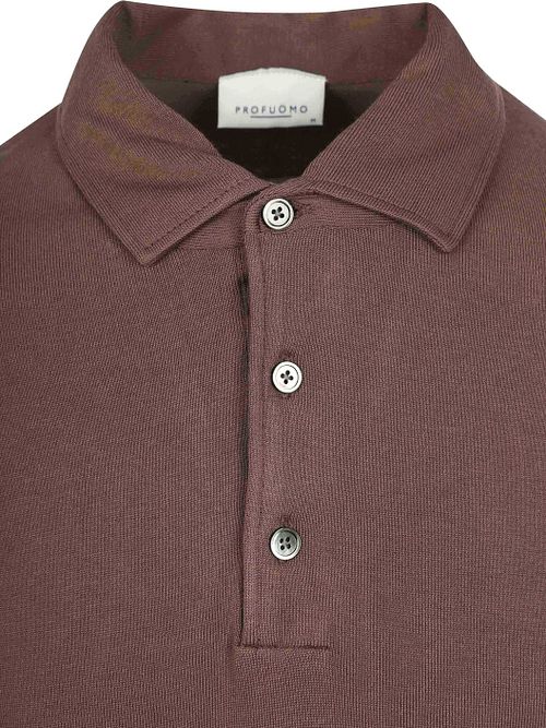Profuomo Longsleeve Polo Shirt Luxury Basic Brown Product / Detail