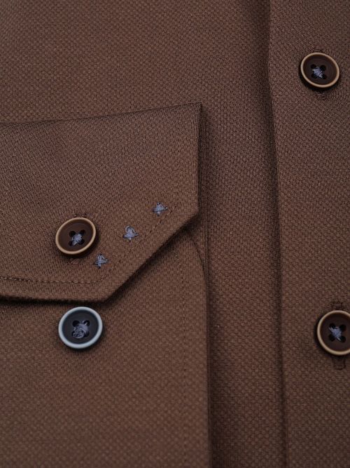 R2 Shirt Knitted Dobby Brown
