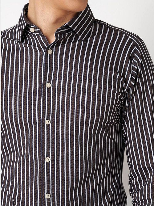 Desoto Shirt Multi Stripe Brown Model / Detail