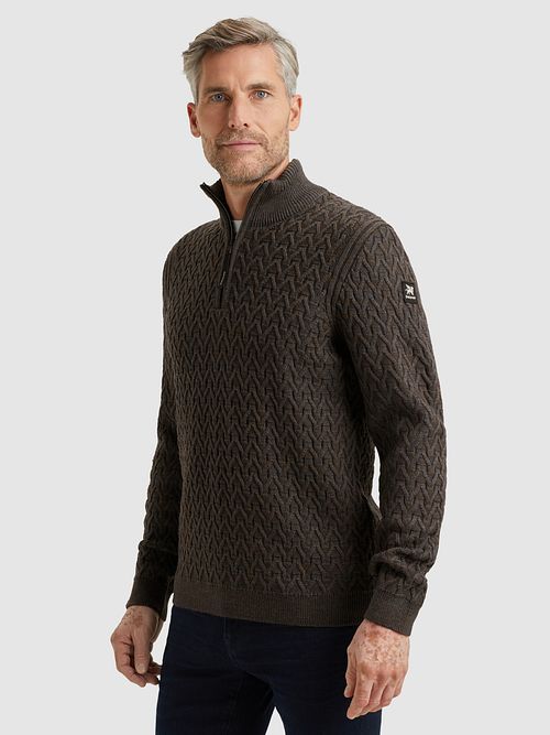 Vanguard Pullover Half Zip Wool Brown Model / Voorkant