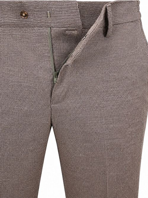Suitable Aiden Pantalon Houndstooth Tabacco
