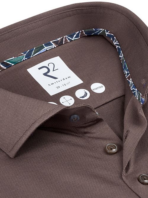 R2 Overhemd Dobby Travel Shirt Bruin Product / Detail