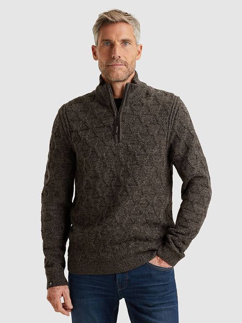 Vanguard Trui Half Zip Wol Blend Bruin Model / Voorkant