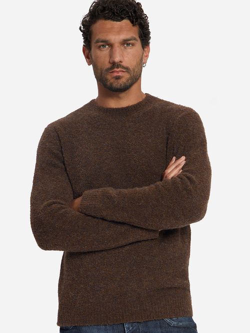 No Excess Trui Bouclé Melange Bruin Model / Voorkant