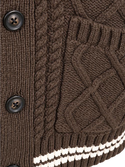 Gant Cardigan Cable Knit Lamswol Bruin