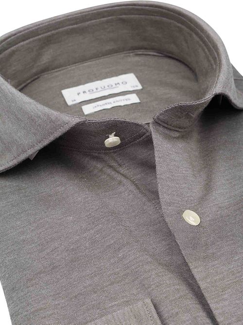 Profuomo Japanese Knitted Skjorte Brown Product / Detail