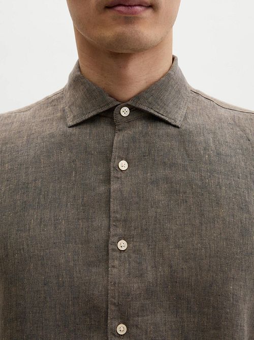 Marc O'Polo Skjorte Brun Linned Model / Detail