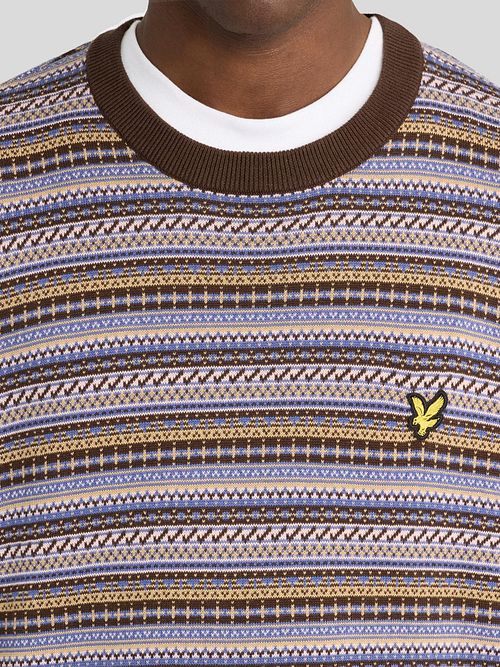 Lyle & Scott Pullover Crewneck Fairisle Ebony Model / Detail