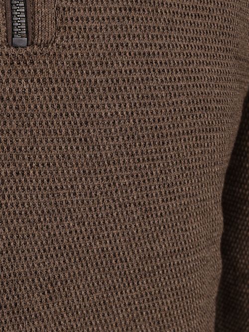 CASAMODA Half-zip Tröja Structure Brun melange