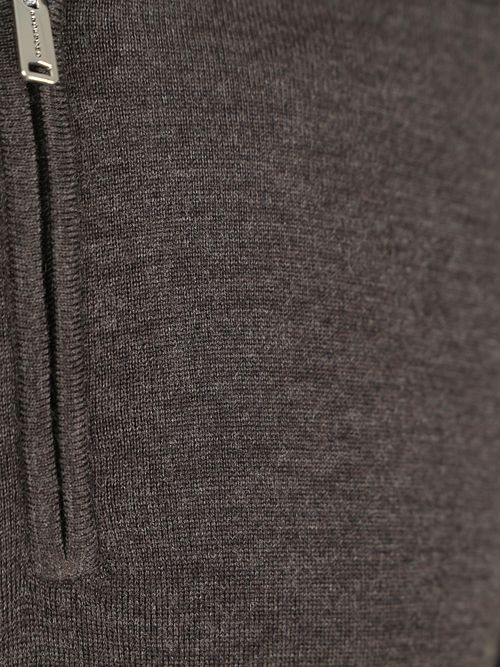 Profuomo Halvzip Pullover i Mörkbrunt Merinoull Product / Detail