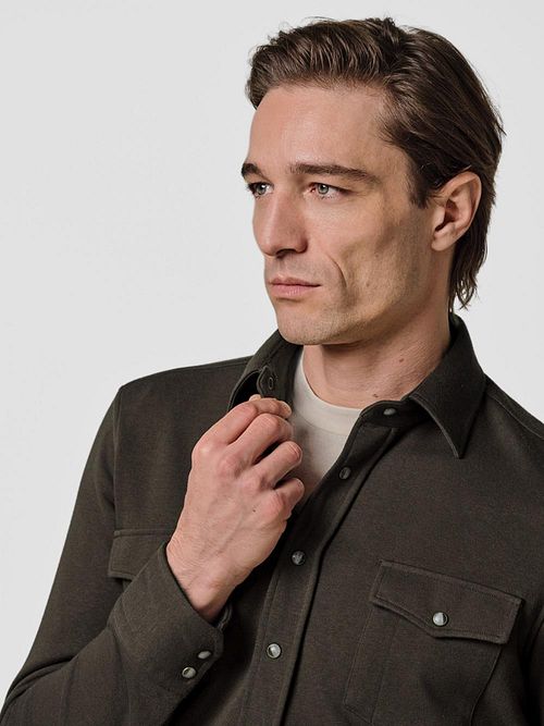 Profuomo Overshirt Western Mørkebrun Model / Detail