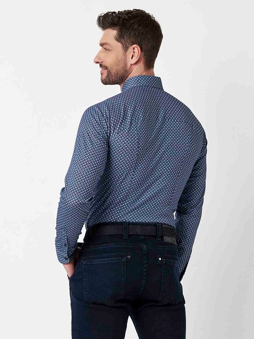 Camicia Desoto con stampa blu scuro Model / Achterkant