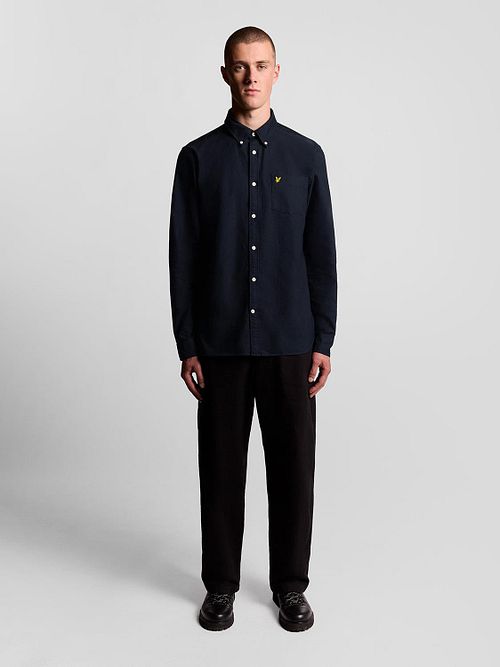 Camicia Oxford tinta unita Lyle & Scott blu navy Model / Voorkant