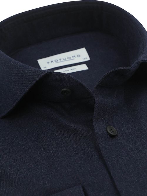 Camicia Profuomo in flanella peached twill navy Product / Detail