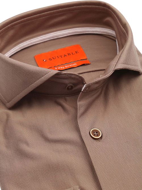 Camicia Suitable Herringbone Taupe Product / Detail