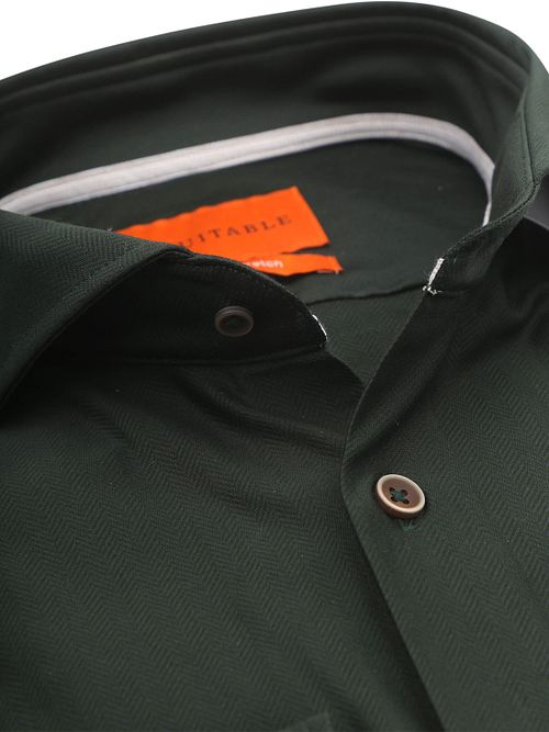 Camicia Suitable Herringbone verde scuro Product / Detail