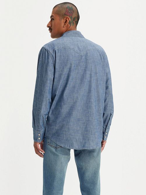 Camicia western Levi's Barstow blu medio Model / Achterkant