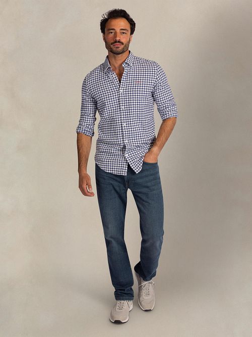 Camisa de franela NZA con cuello button-down en azul Model / Voorkant