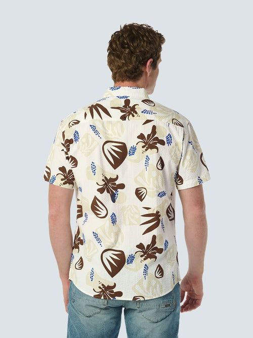 Camisa de manga corta No Excess Seersucker beige Model / Achterkant