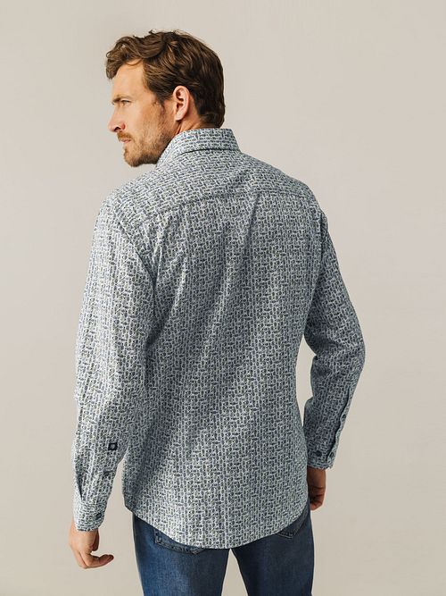 Camisa State of Art Leafs azul Model / Achterkant