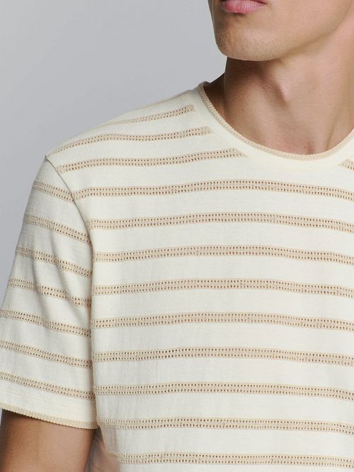 Camiseta No-Excess de cuello redondo con rayas jacquard Model / Detail