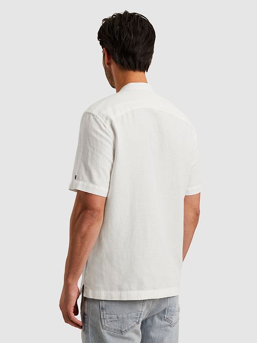 Cast Iron Camicia a maniche corte in misto lino bianca Model / Achterkant