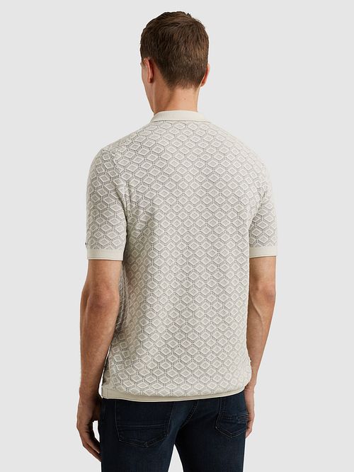 Cast Iron Half-Zip Polo Structure Ecru Model / Achterkant