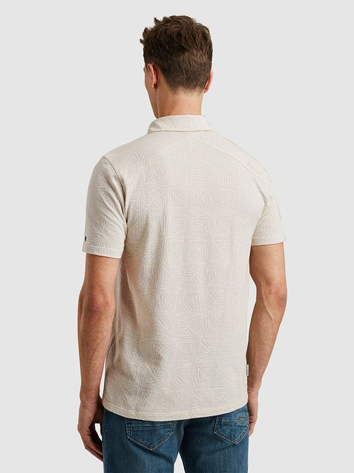 Cast Iron Polo med Jacquard-mønster i Ecru Model / Achterkant