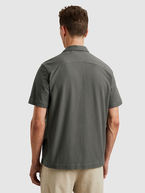 Cast Iron Skjorte med korte ermer i tett taupe-tekstur Model / Achterkant