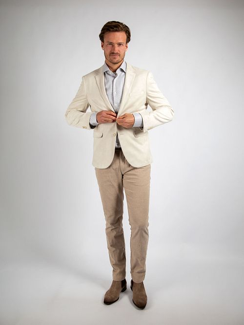 Chemise Suitable Extra Long Sleeves Impression Taupe Model / Voorkant avec Stefan