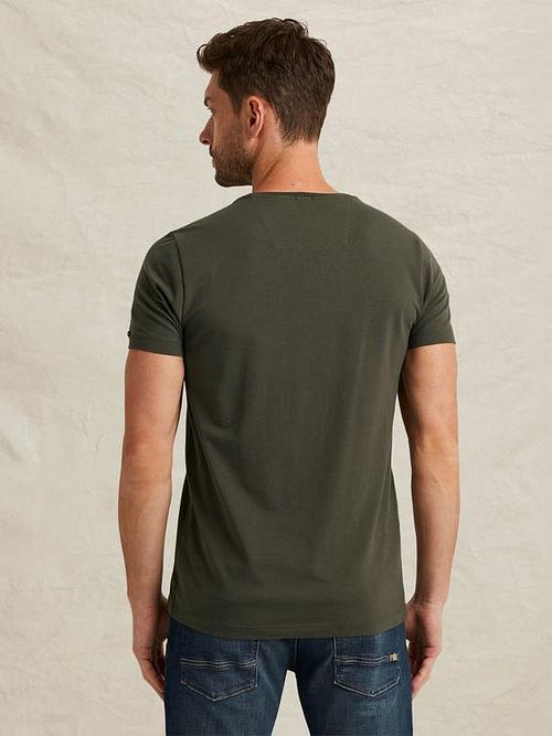 PME Legend T-Shirt z logo w kolorze ciemnozielonym Model / Achterkant