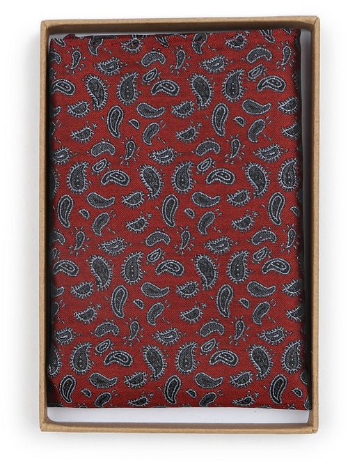 Poszetka Suitable, jedwabna, wzór paisley, bordowa Product